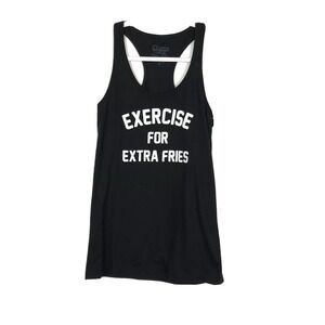 Womens Tank Top Sz M Racerback Graphic "exersiseForExtraFries" Center Stage